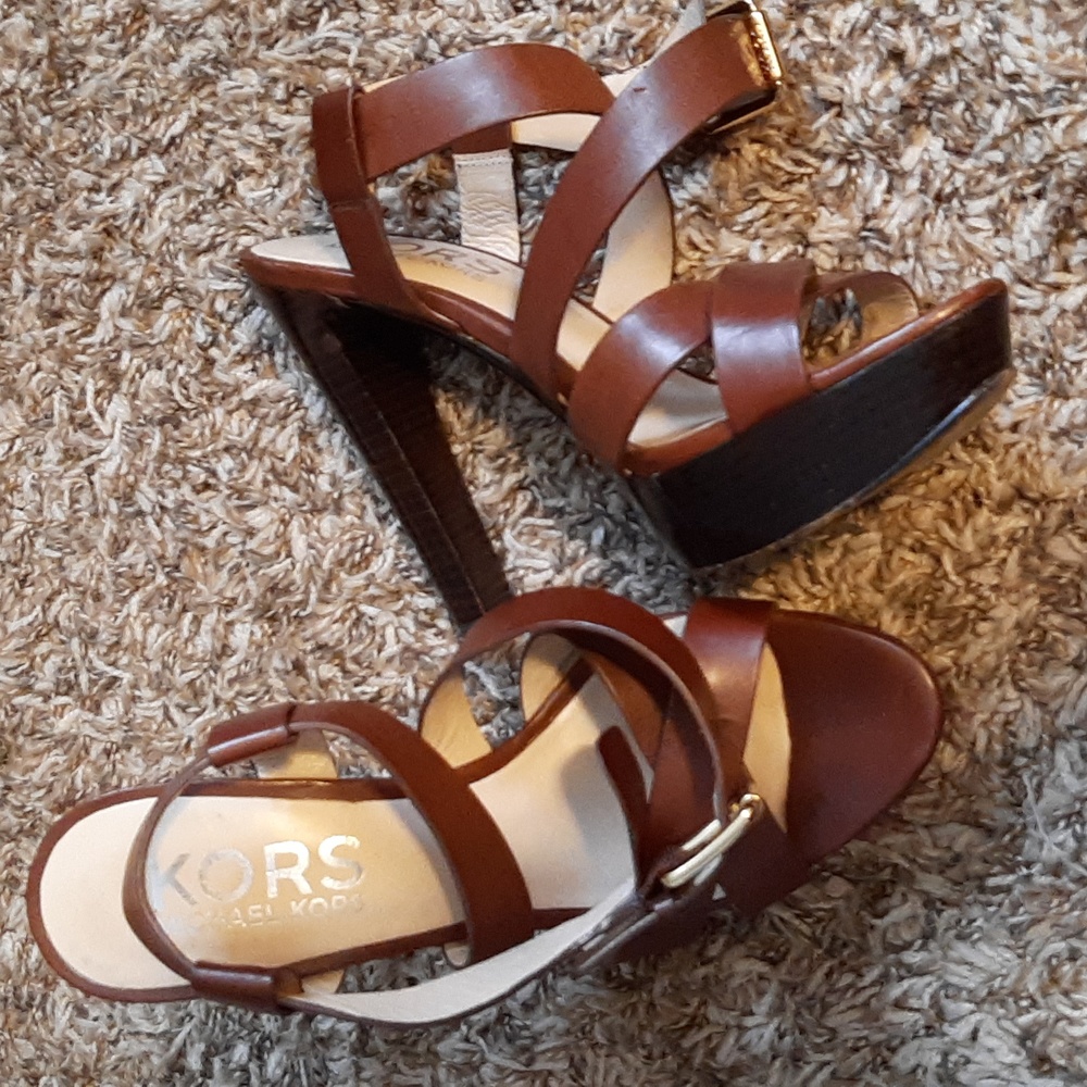 KORS Michael Kors brown leather heel Sandles